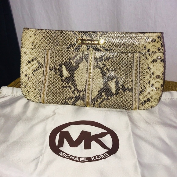 Michael Kors Handbags - Michael Kors Snake Skin Clutch